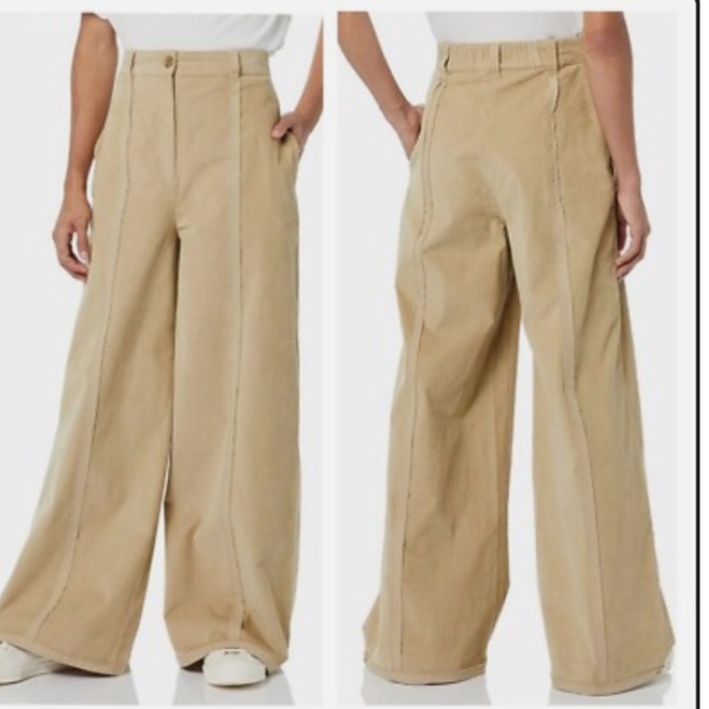 🔥 NWT Making The cut Tan Wide-Leg , high rise corduroy Pants size S & L.